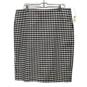 Talbots size 16 houndstooth pattern straight skirt white deep navy blue